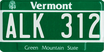 VT license plate ALK312