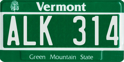 VT license plate ALK314