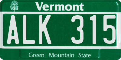 VT license plate ALK315