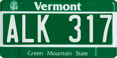 VT license plate ALK317
