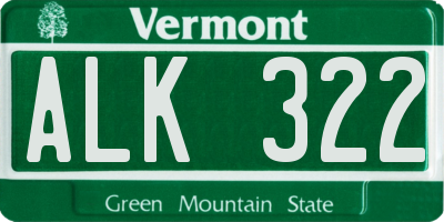 VT license plate ALK322