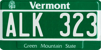 VT license plate ALK323
