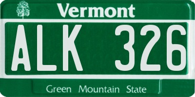 VT license plate ALK326