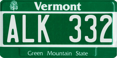 VT license plate ALK332