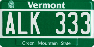 VT license plate ALK333