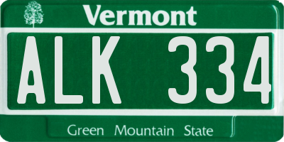 VT license plate ALK334