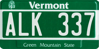 VT license plate ALK337