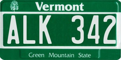 VT license plate ALK342