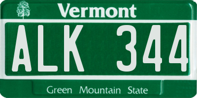 VT license plate ALK344