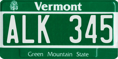 VT license plate ALK345