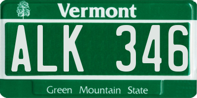 VT license plate ALK346