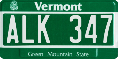 VT license plate ALK347