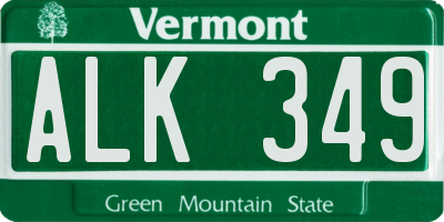 VT license plate ALK349