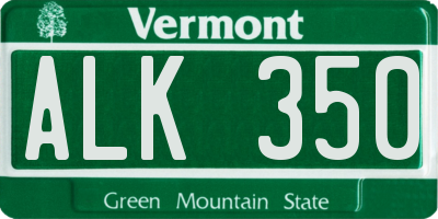 VT license plate ALK350