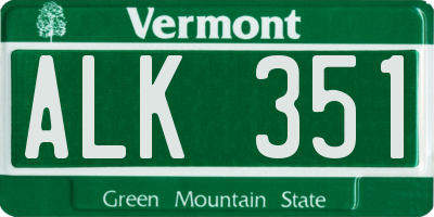 VT license plate ALK351