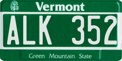 VT license plate ALK352