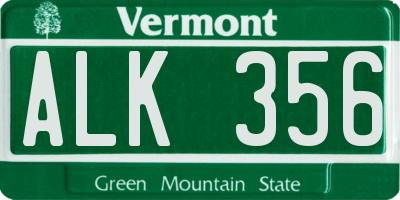 VT license plate ALK356