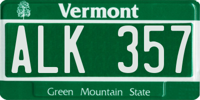 VT license plate ALK357