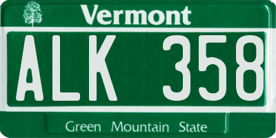 VT license plate ALK358