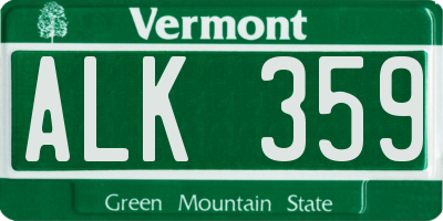 VT license plate ALK359