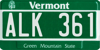 VT license plate ALK361