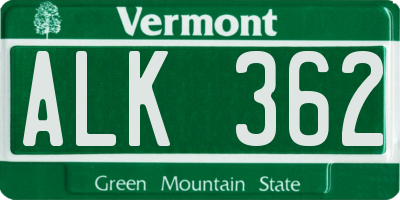VT license plate ALK362