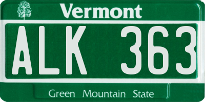 VT license plate ALK363