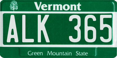 VT license plate ALK365