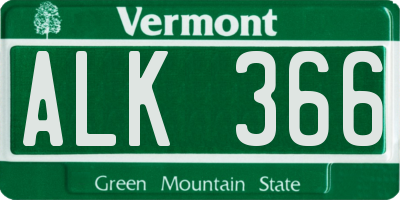 VT license plate ALK366