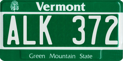 VT license plate ALK372