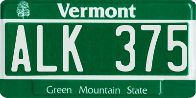 VT license plate ALK375