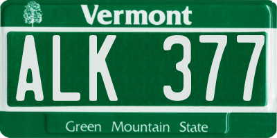 VT license plate ALK377