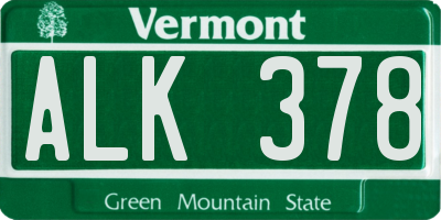 VT license plate ALK378