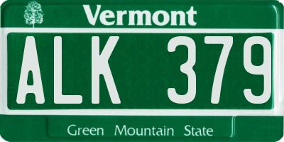 VT license plate ALK379
