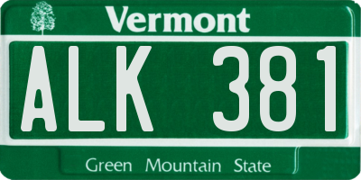 VT license plate ALK381