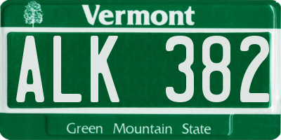 VT license plate ALK382