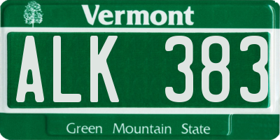 VT license plate ALK383