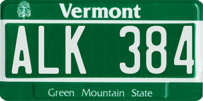 VT license plate ALK384
