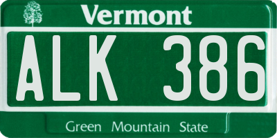 VT license plate ALK386