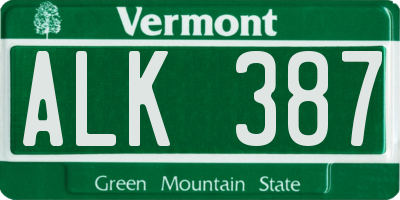 VT license plate ALK387