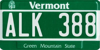 VT license plate ALK388