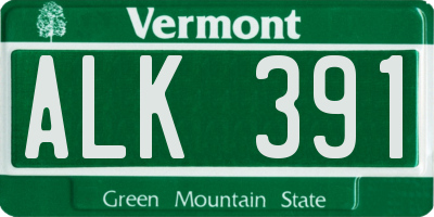 VT license plate ALK391