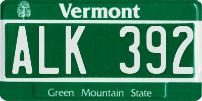 VT license plate ALK392