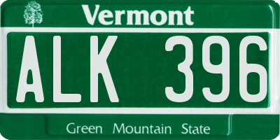 VT license plate ALK396