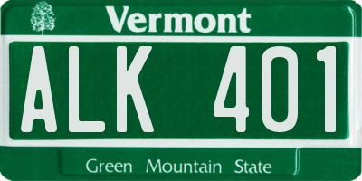 VT license plate ALK401