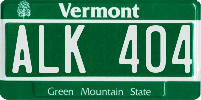 VT license plate ALK404