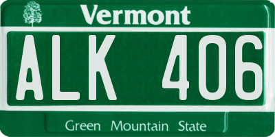 VT license plate ALK406