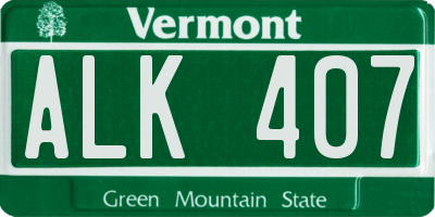 VT license plate ALK407