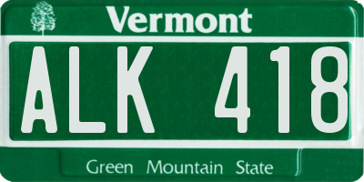VT license plate ALK418