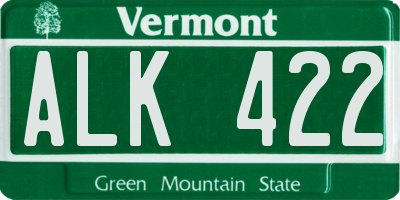 VT license plate ALK422